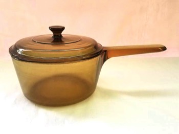 USA Pyrex Amber Vision Ware ~ 1.5 L Sauce Pan Skillet with Lid 