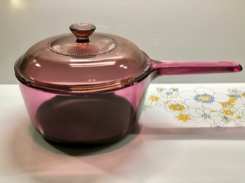 Corning Visions Amber or Cranberry Vision 1.5 Liter Sauce Pan with Lid USA 